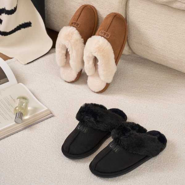 1+1 오즈 퍼 슬리퍼 룸슈즈 세트 겨울 실내화 거실 사무실 방한