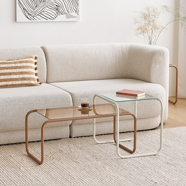 클라로 유리 테이블 보조 협탁 소파 간이 미니 500/800