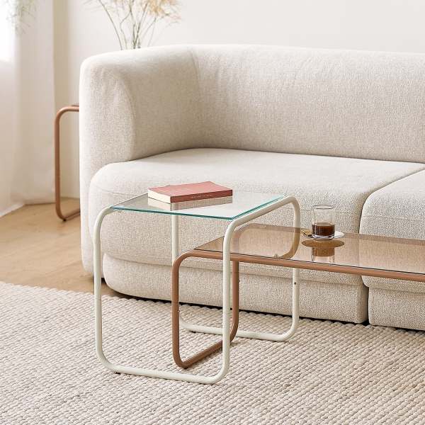 클라로 유리 테이블 보조 협탁 소파 간이 미니 500/800