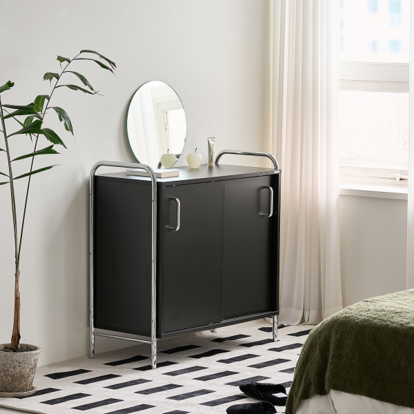 발트 크롬 슬라이딩 수납장 인테리어 수납 선반 (일반형)