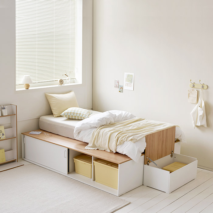 [한정수량]리브 슬라이딩 수납 침대 공간확장 SS 프레임