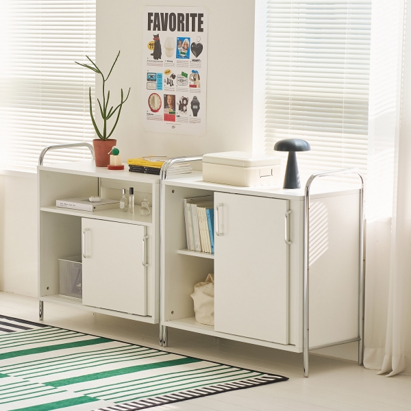 [한정수량]발트 크롬 슬라이딩 수납장 2type