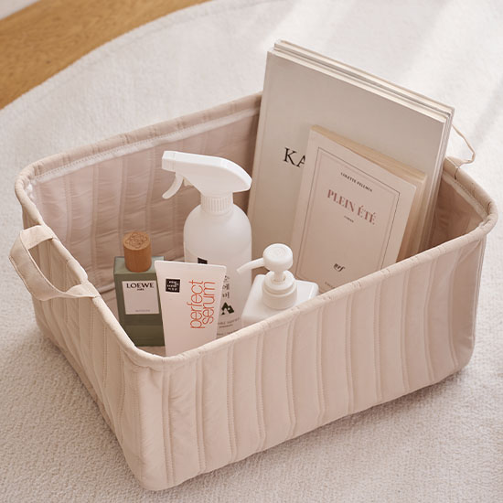 퀼팅 사각/원형 바스켓 수납 바구니 누빔 장난감 패브릭 미니