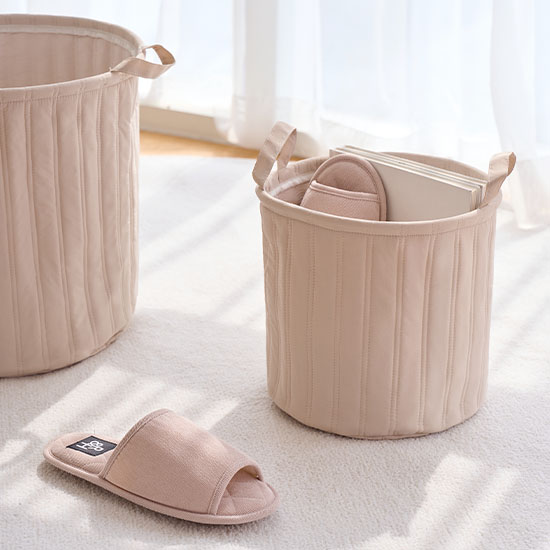 퀼팅 사각/원형 바스켓 수납 바구니 누빔 장난감 패브릭 미니