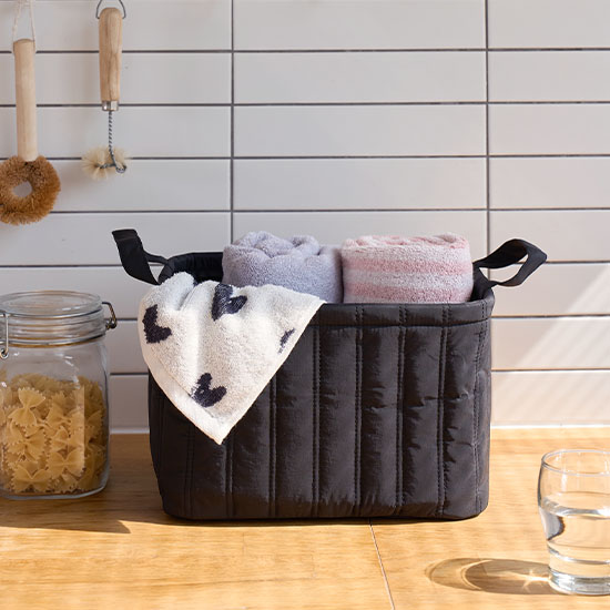 퀼팅 사각 바스켓 수납 바구니 장난감 정리함 누빔 S 270