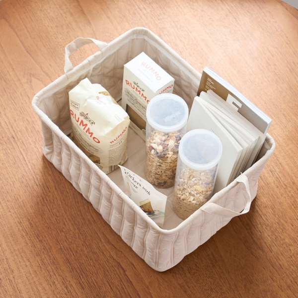 퀼팅 사각 바스켓 수납 바구니 장난감 정리함 누빔 M 400