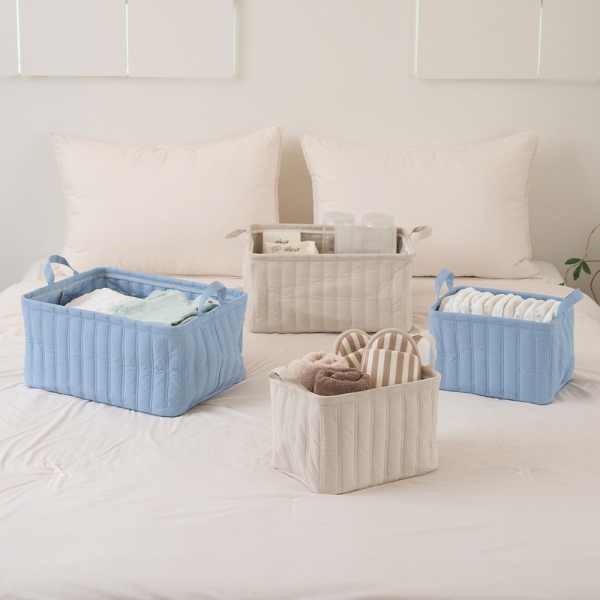 퀼팅 사각 바스켓 수납 바구니 1+1