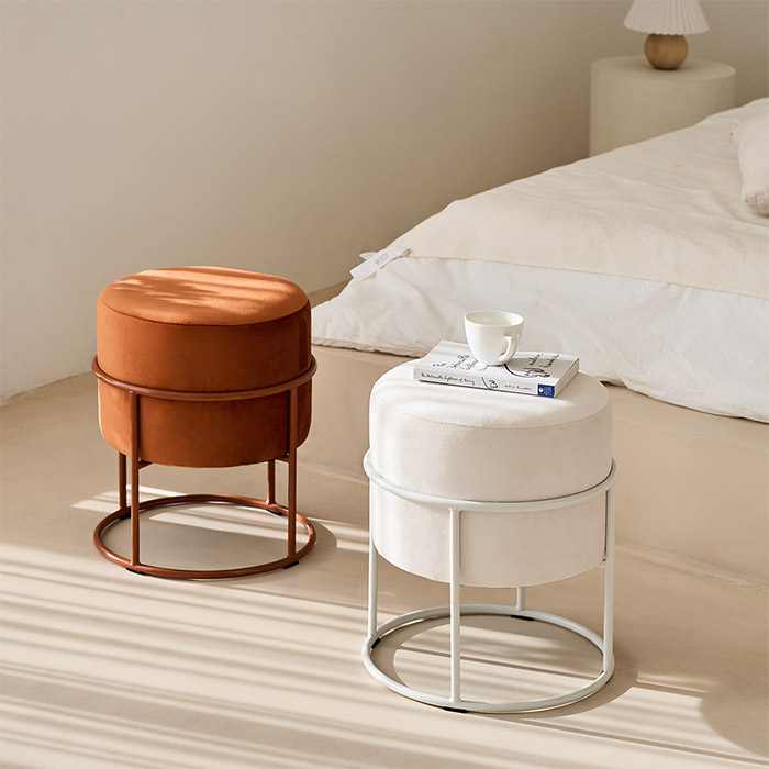 테라 벨벳 원형 스툴 벨벳 화장대 보조 간이 카페 스툴 의자