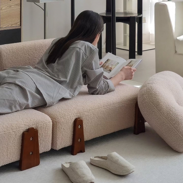 [한정수량]부클 라운드 1인 소파 원목 모듈 쇼파 분리형 암체어 3colors