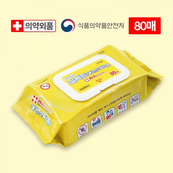 케어메이트 메이트 퍼펙트살균,소독티슈 80매 (20팩/박스)