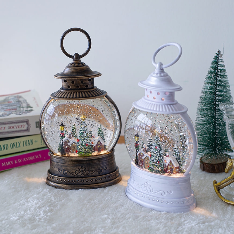 투명 타원 마을 워터볼 오르골 2Type