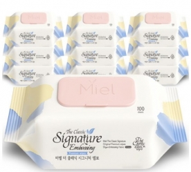 미엘 더 클래식 시그니처 엠보싱 물티슈 캡형 55g 10개