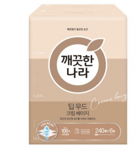 깨끗한나라 딥무드 미용티슈 크림 베이지 2겹 240매 x 6개