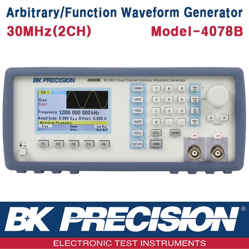 B&K PRECISION 4078B, 30MHz, 2채널, Arbitrary/Function Waveform Generator, 임의 파형발생기, 펑션제너레이터, 함수발생기, B&K 4078B