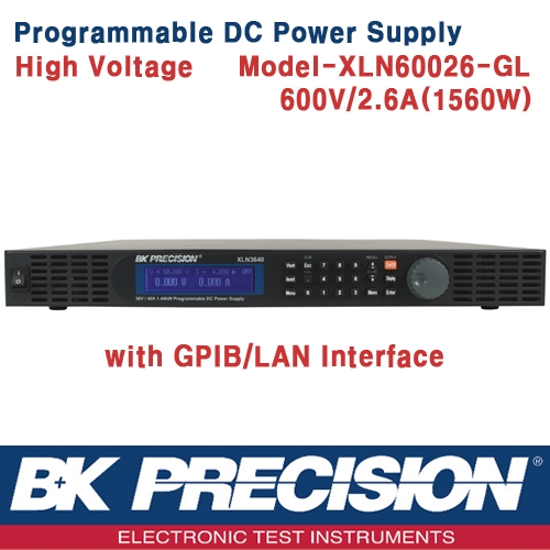 B&K PRECISION XLN60026-GL, 600V/2.6A(1560W), GPIB Interface, Programmable DC Power Supply, 프로그레머블 DC 전원공급기, B&K XLN60026-GL