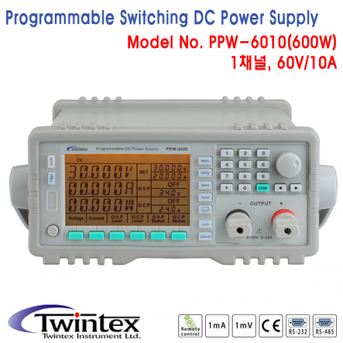 [TWINTEX PPW-6010] 60V/10A, 600W, 1채널 프로그래머블 DC전원공급기