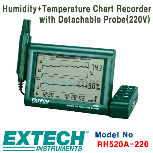 [EXTECH] RH520A-220, Humidity+Temperature Chart Recorder with Detachable Probe, 데이터로거 [익스텍]