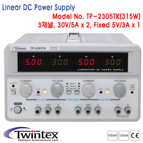 [TWINTEX TP-2305TK] 30V/5A x 2채널, 5V/3A x 1채널, 3채널 DC전원공급기