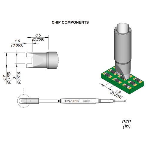 C245016, T245용 인두팁, 칩타입용