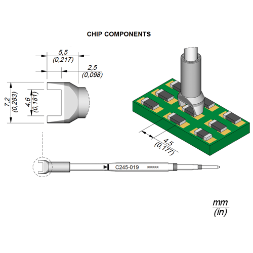 C245019, T245용 인두팁, 칩타입용
