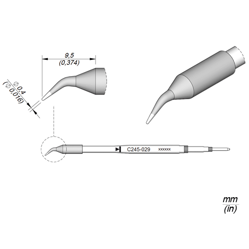 C245029, T245용 인두팁, 원형 0.4Ø