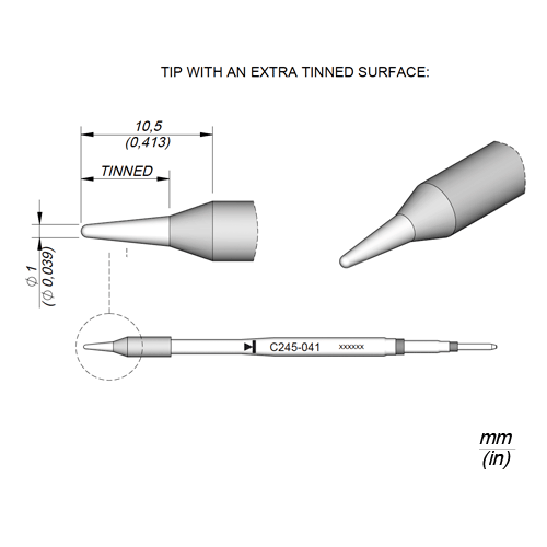 C245041, T245용 인두팁, 원형 1.0Ø