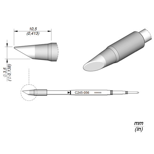C245056, T245용 인두팁, 원형 사각타입 3.5Ø