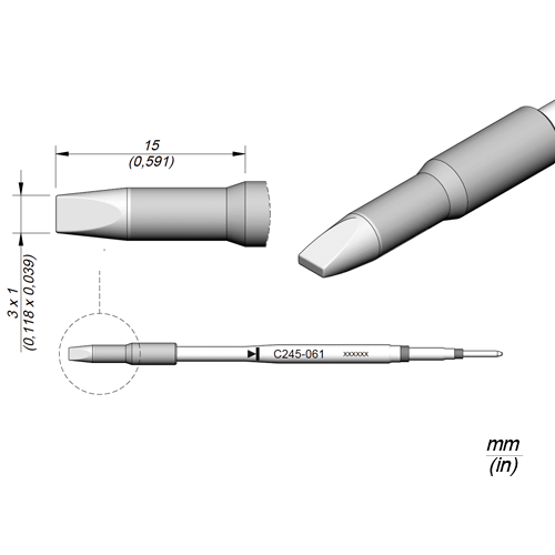 C245061, T245용 인두팁, 끌 타입 3 x 1