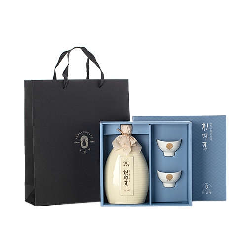청명주 도자기세트(아이보리) 17도 500ml