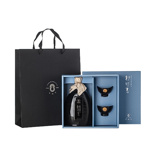 [오리지널 청명주] 대한민국 주류대상 중원당 청명주 도자기세트(블랙) 17도 500ml