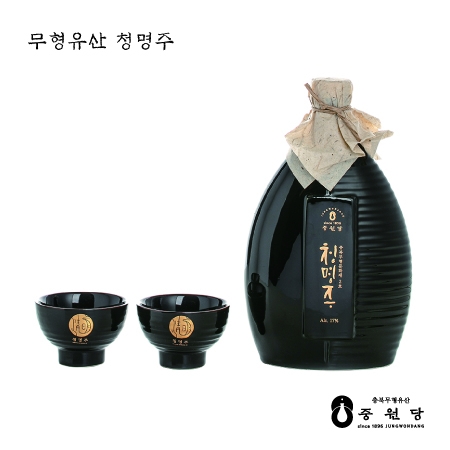 [오징어게임3 청명주] 오징어게임3 제공 청명주 도자기세트(블랙) 17도 500ml