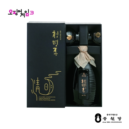 [오징어게임3 청명주] 오징어게임3 제공 청명주 도자기세트(블랙) 17도 500ml