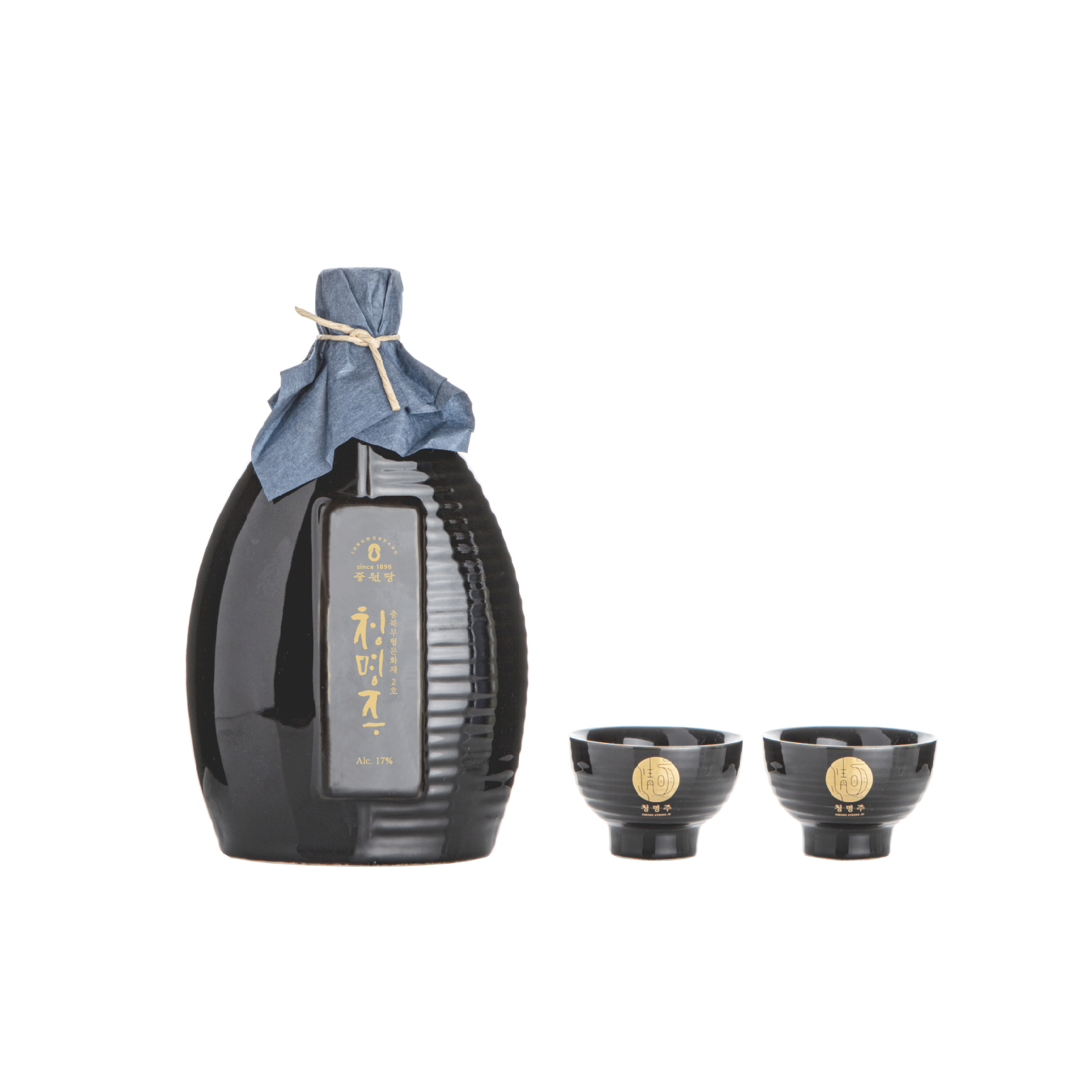 [오리지널 청명주] 대한민국 주류대상 중원당 청명주 도자기세트(블랙) 17도 500ml