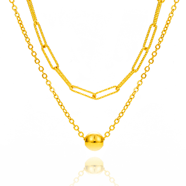 레이어드 볼 스퀘어체인 목걸이