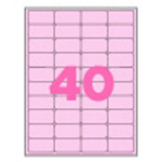 파스텔_핑크 A4/40칸(4x10)/100매/세부규격: 가로 47mm x 세로 26.9mm/고품질 에이버리(Avery) 원단사용/레이저 및 잉크젯겸용