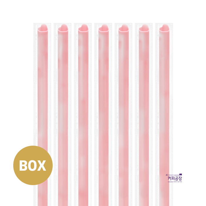 [박스/개별]12x25 분홍 버블티 하트빨대 3000개 (50개x60봉) 스트로우