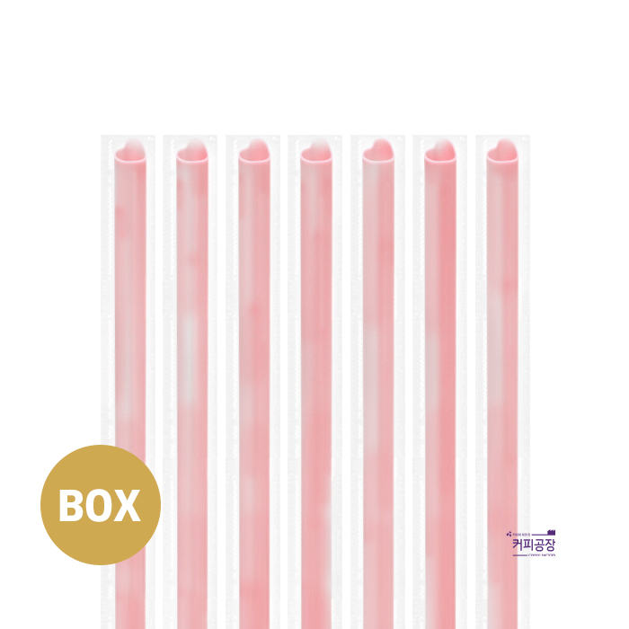 [박스/개별]12x21 분홍 버블티 하트빨대 3000개 (50개x60봉) 스트로우