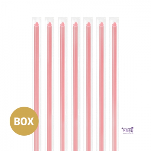 [박스/개별]6x25 분홍 하트 빨대 10000개 (200개x50봉) 스트로우