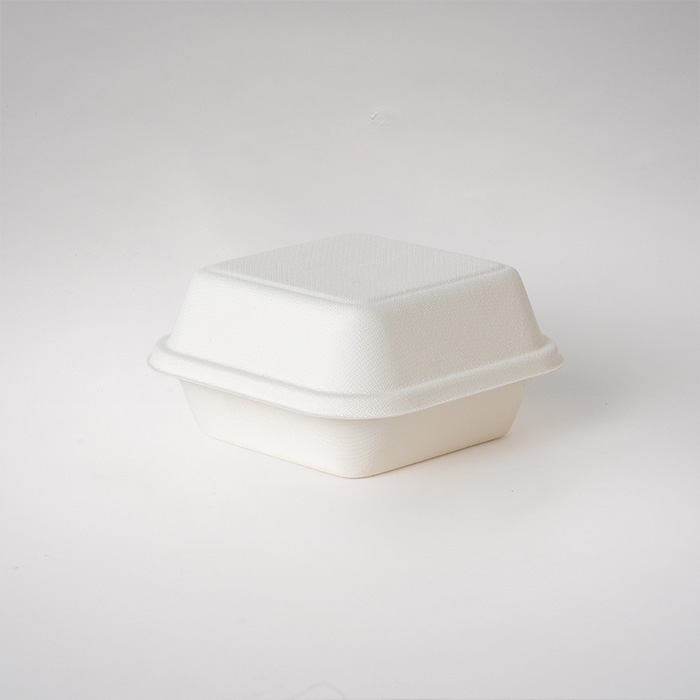 오픈형 정사각 펄프용기 화이트 1박스 300개입 펄프뚜껑포함 B003-D
