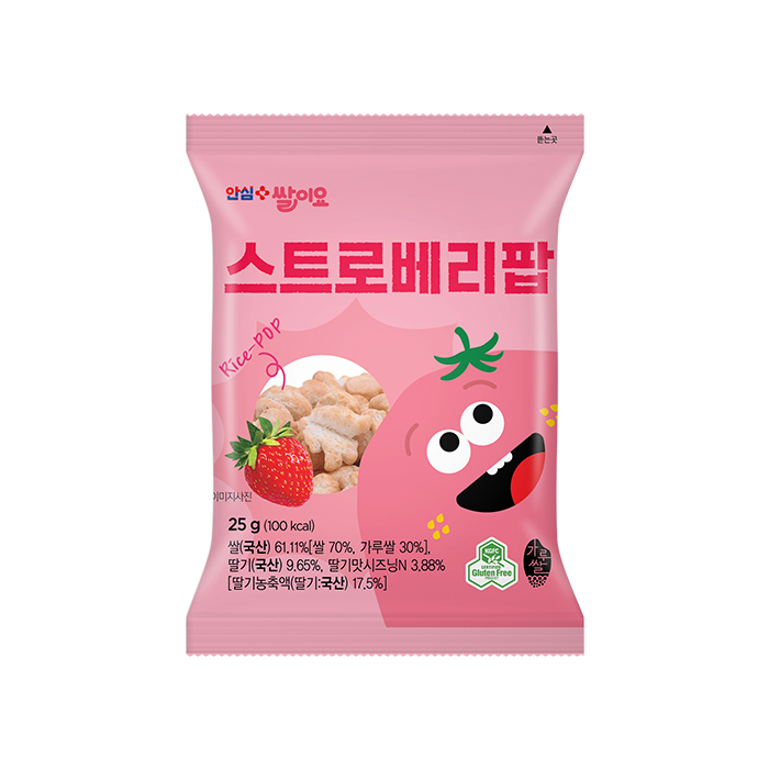 열풍으로 구운 쌀과자 쌀이요 스트로베리팝 25g