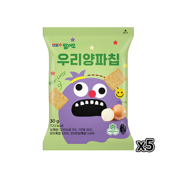열풍으로 구운 쌀과자 쌀이요 우리양파칩 30g 5개
