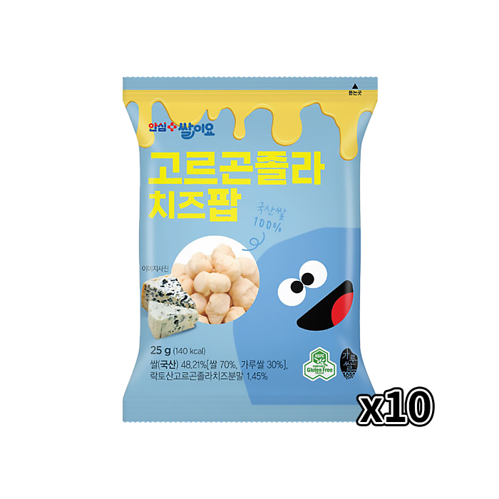 열풍으로 구운 쌀과자 쌀이요 고르곤졸라 치즈팝 25g 10개