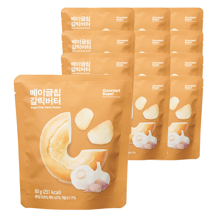 고메 베이글칩 갈릭버터 60g 12개 간식 스낵