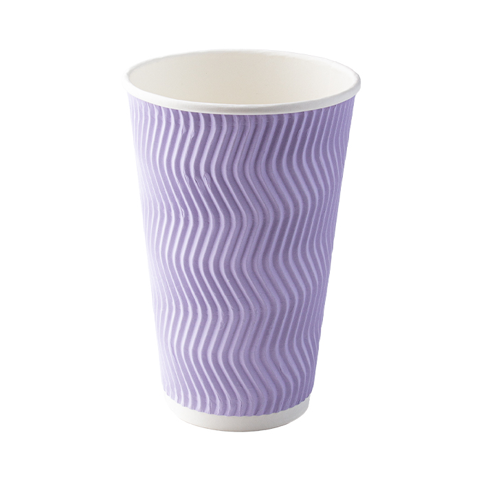 물결 3중 단열 종이컵 퍼플 480ml 89파이 16온스 500개입 박스 이중종이컵