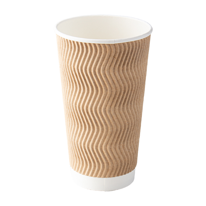 물결 3중 단열 종이컵 크라프트 600ml 89파이 20온스 500개입 박스 이중종이컵