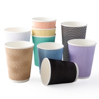 물결 3중 단열 종이컵 모음 500개입 박스 이중종이컵