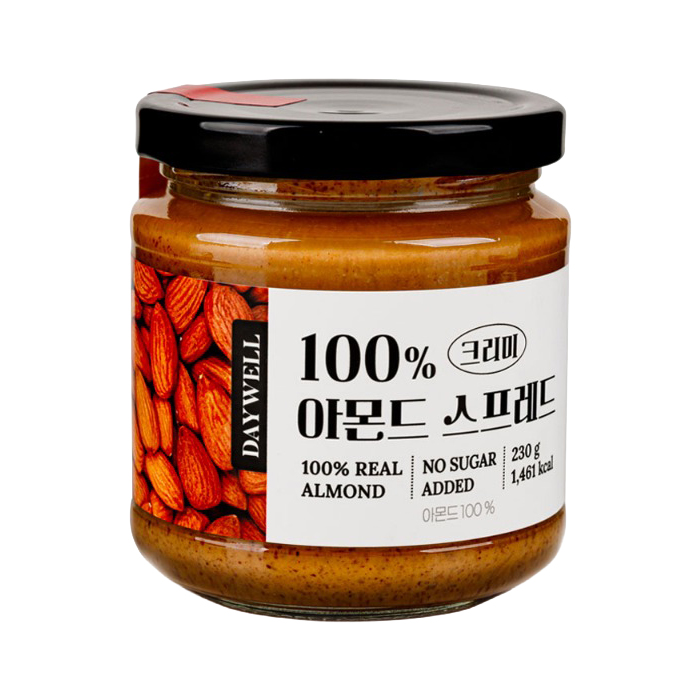 데이웰 100% 아몬드 스프레드 크리미 230g 무설탕 무첨가 버터 잼