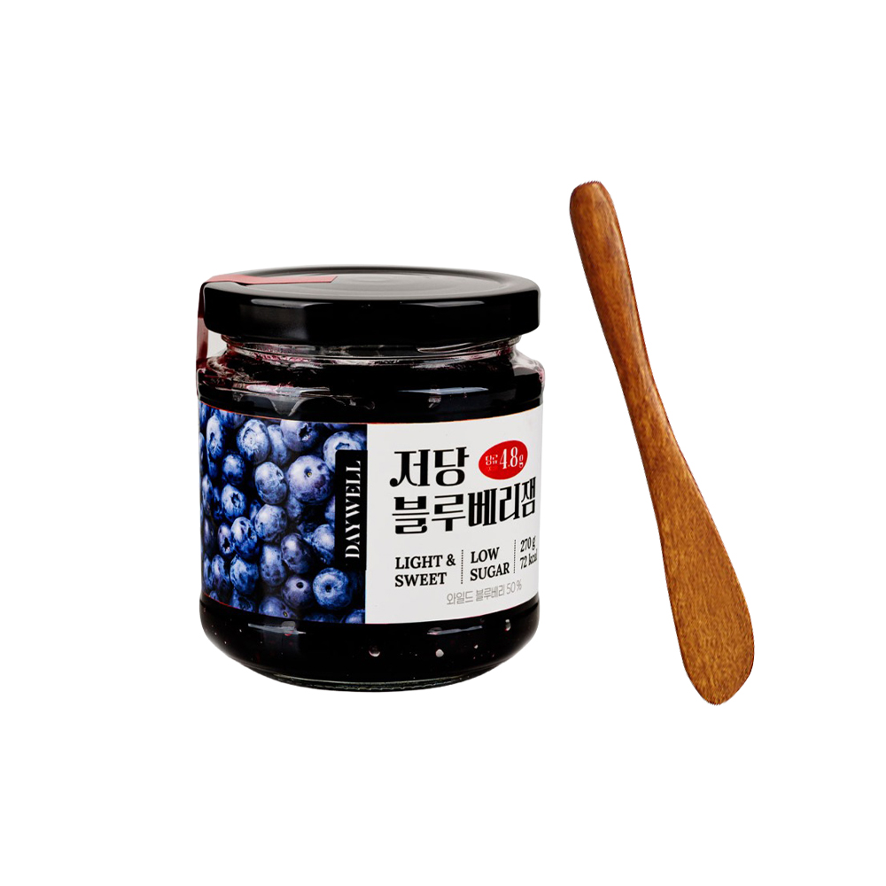 데이웰 저당 블루베리잼 270g 우드 버터나이프 세트