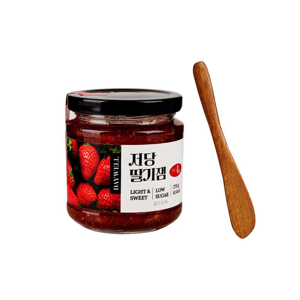 데이웰 저당 딸기잼 270g 우드 버터나이프 세트