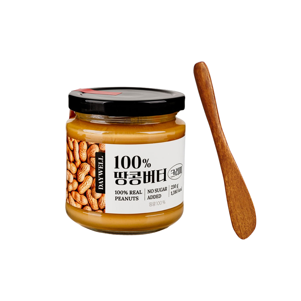 데이웰 100% 땅콩버터 크리미 230g 우드 버터나이프 세트
